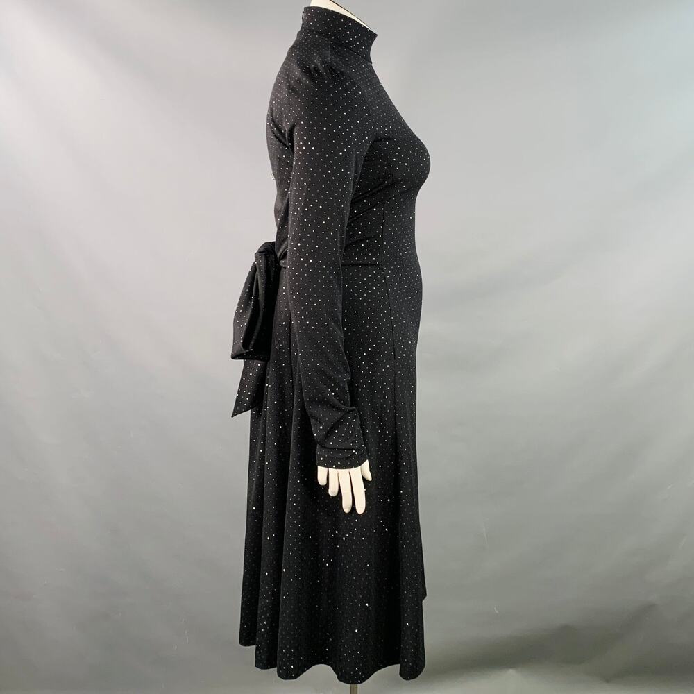 MARC JACOBS RUNWAY 10 Black Silver Dots Long Sleeve High Neck Bow A-Line Dress View 3